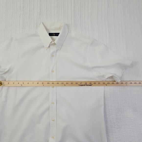 Ralph Lauren Men's M Short Sleeve Button Up Shirt White Textured Old Money EUC - Picture 9 of 14